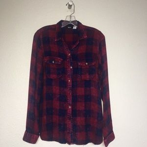 Urban Outfitters Red and Blue Plaid Button Down Shirt